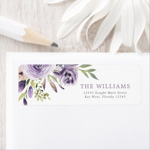 Purple Rose Floral Return Address Labels