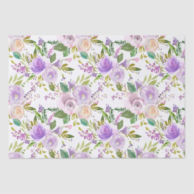 Purple Rose Floral Rustic  Tissue Paper (Front)