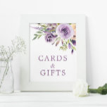 Purple Rose Floral Shower Cards &amp; Gifts Sign at Zazzle