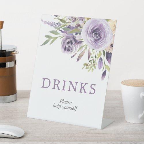 Purple Rose Floral Shower Drinks Sign