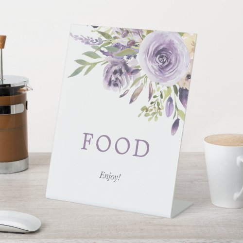 Purple Rose Floral Shower Food Sign