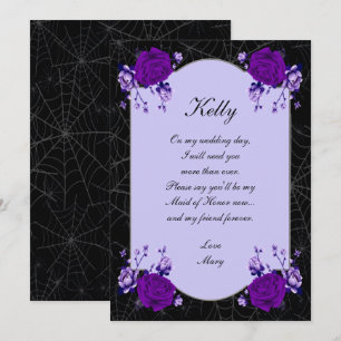 Purple Rose Floral Spiderweb Fall Maid Of Honor Invitation