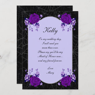 Purple Rose Floral Spiderweb Fall Maid Of Honor Invitation