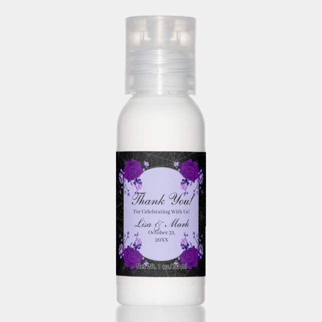 Purple Rose Floral Spiderweb Fall Wedding Hand Lotion (Front)