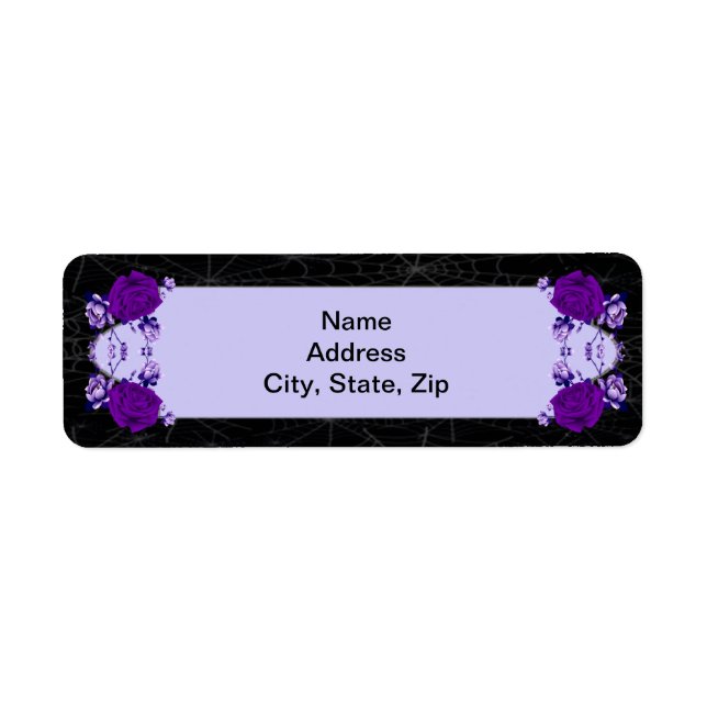Purple Rose Floral Spiderweb Fall Wedding Label (Front)