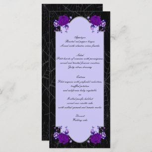 Purple Rose Floral Spiderweb Fall Wedding Menu