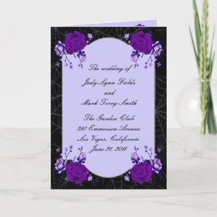Purple Rose Floral Spiderweb Fall Wedding Program