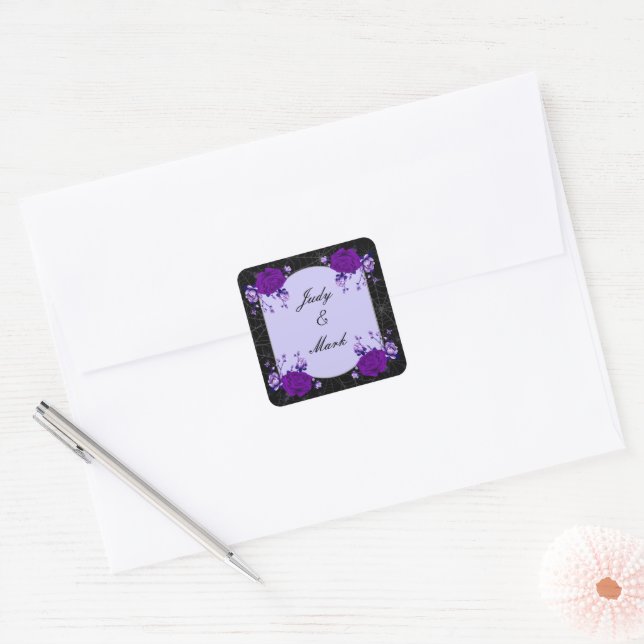 Purple Rose Floral Spiderweb Fall Wedding Seal (Envelope)