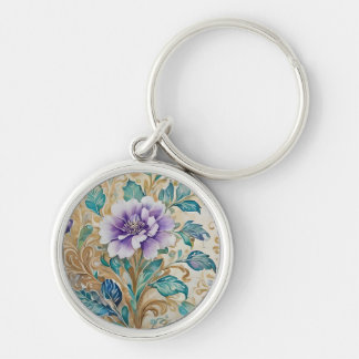 Purple Rose floral watercolor Keychain