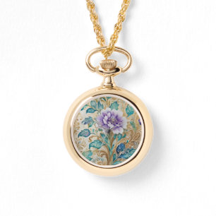 Purple Rose floral watercolor Watch