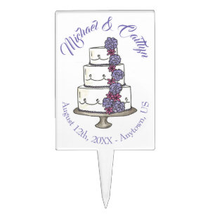 Purple Rose Floral Wedding Cake Bridal Shower Topper