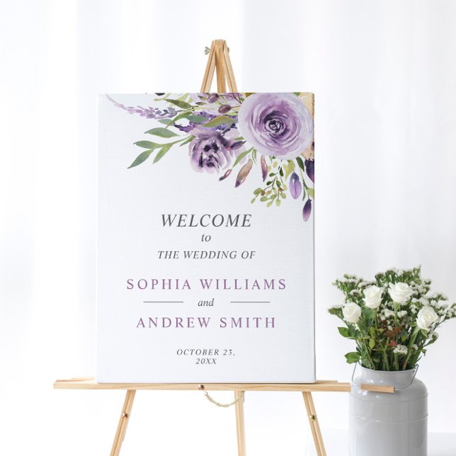 Purple Rose Floral Wedding Welcome Sign (Creator Uploaded)