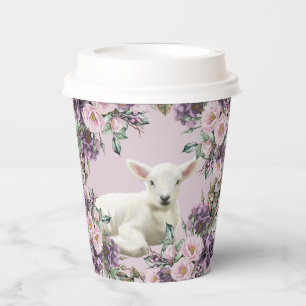 Purple Rose Floral with Lamb Paper Cups