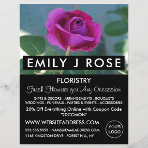 Purple Rose, Florist, Floristry Advertising Flyer