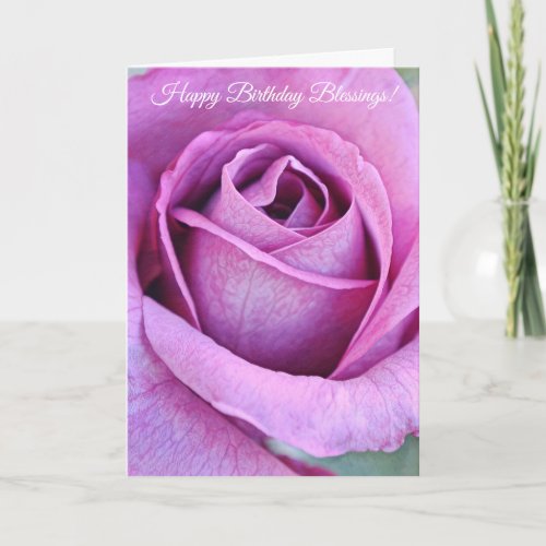 Purple Rose Flower Art Faith Birthday Card