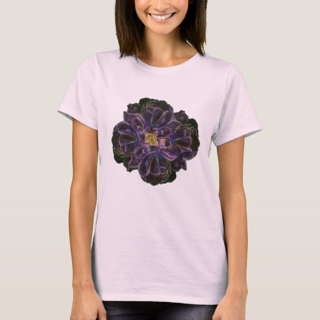 Purple Rose Flower Bouquet Abstract Art T-Shirt (Front)