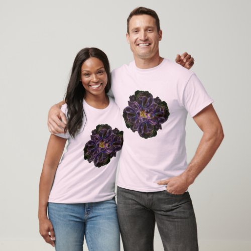 Purple Rose Flower Bouquet Abstract Art T_Shirt