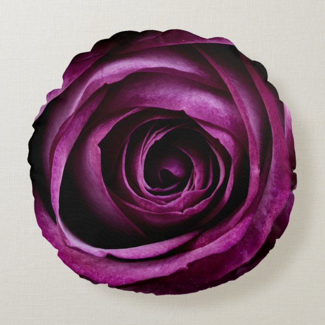 Purple Rose Flower Round Pillow (Front)