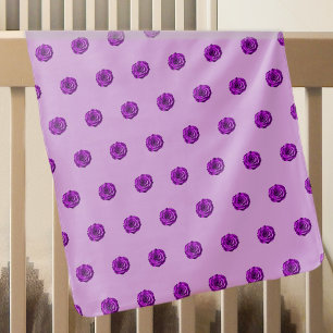 Purple Rose Flower Seamless Pattern on Baby Blanket
