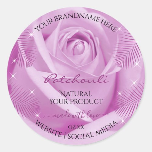 Purple Rose Flower with Palm Leaves Product Labels