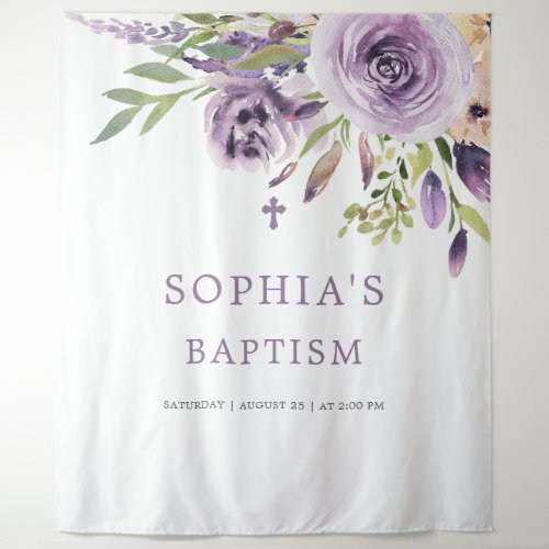 Purple Rose Flowers Baptism Tapestry