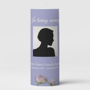 Purple rose funeral memorial pillar candle