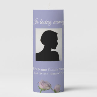 Purple rose funeral memorial pillar candle