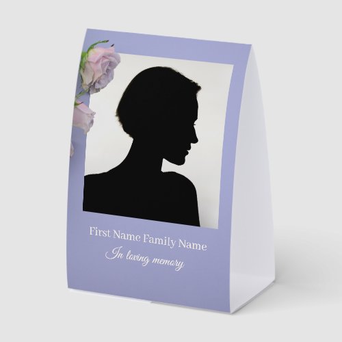 Purple rose funeral paper table tent
