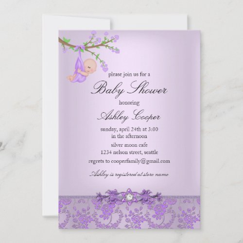 Purple Rose Garden Baby Shower Invitation