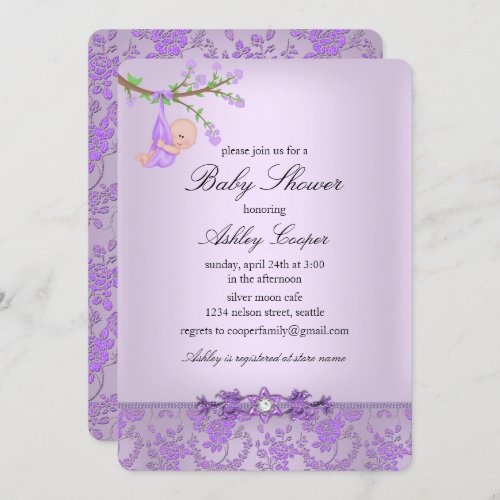 Purple Rose Garden Baby Shower Invitation