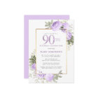 Purple Rose Gold Floral 90th Birthday Party