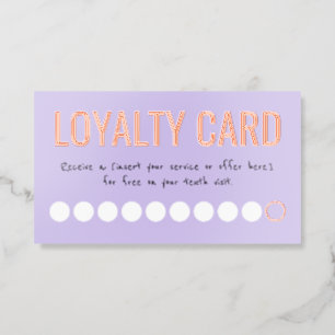 Purple Rose Gold Foi Ten Visits Loyalty Punch Card