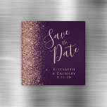 Purple Rose Gold Glitter Script Save The Date Magnet at Zazzle