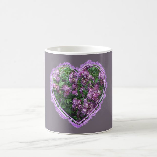 Purple Rose Heart Coffee Mug (Center)