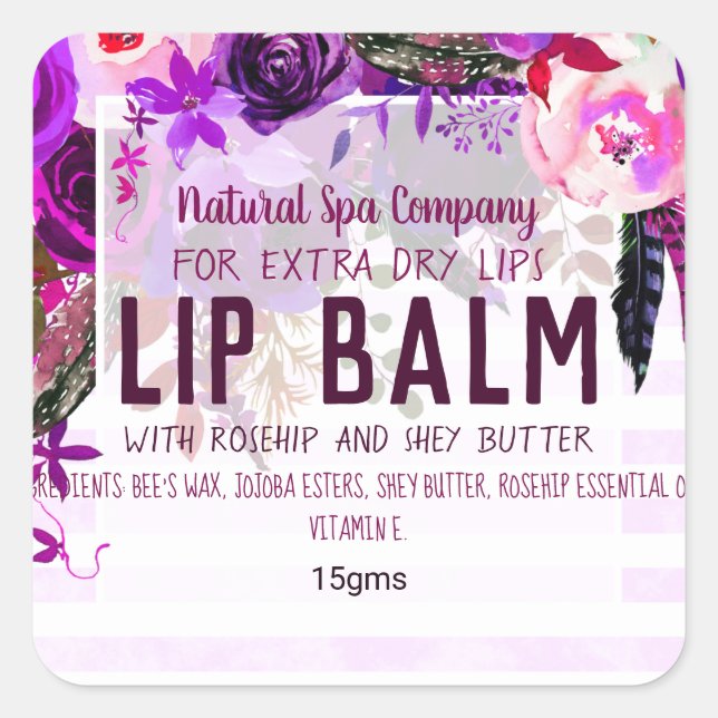 Purple Rose Lip Balm Label (Front)