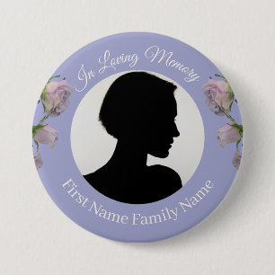 Purple rose memorial photo button