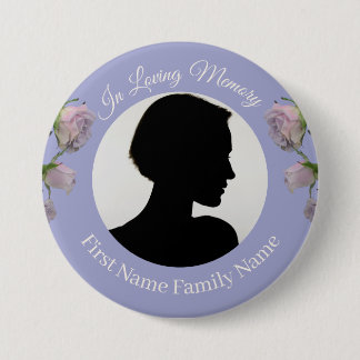 Purple rose memorial photo button