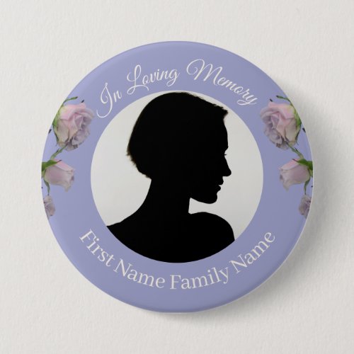 Purple rose memorial photo button