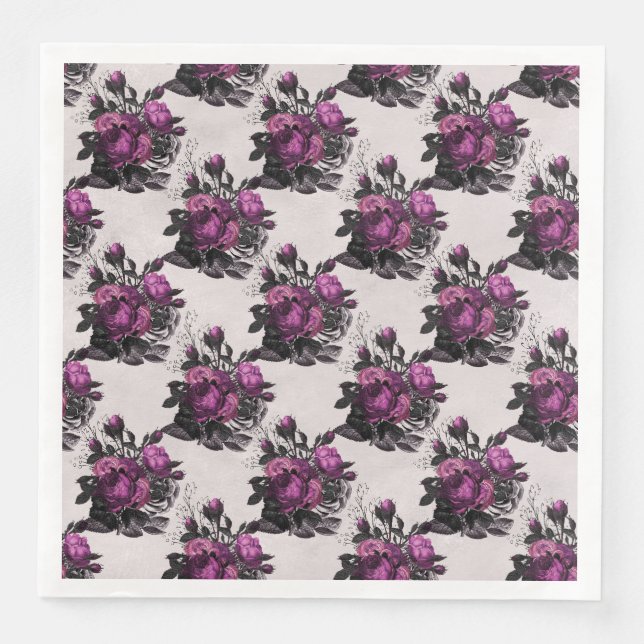 Purple Rose Paper Dinner Napkins (Front)