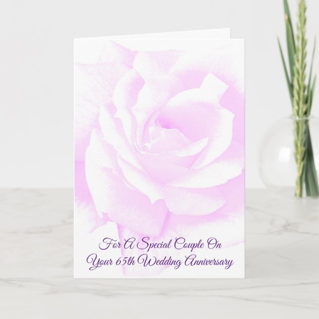 Purple Rose Personalised 65th Wedding Anniversary Card (Front)