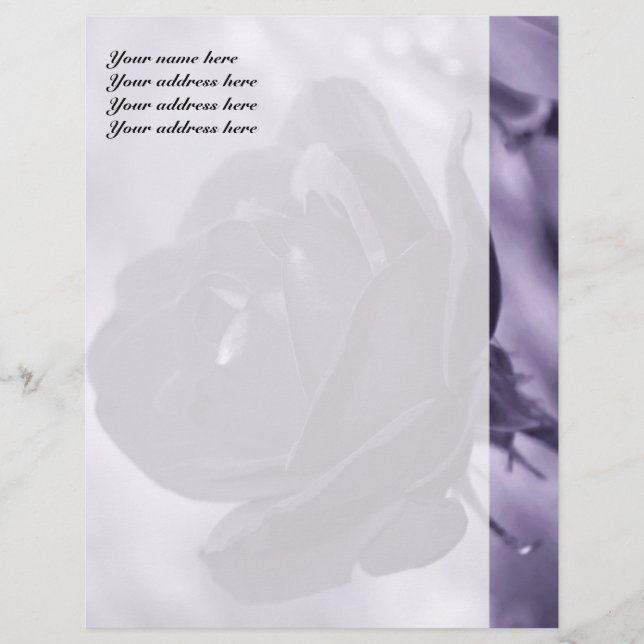 Purple Rose Personalized Letterhead (Front)