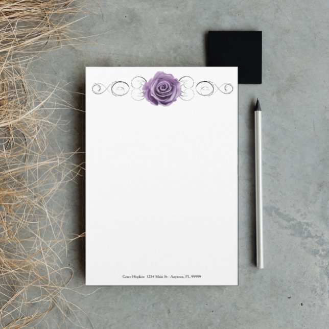 Purple Rose Personalized Stationery (Creator Uploaded)