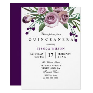 purple quinceañera invitations zazzle