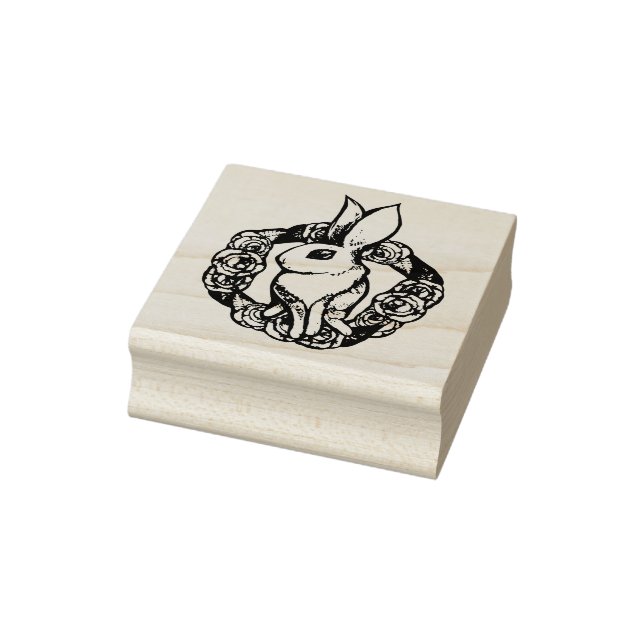 Purple Rose Rabbit Nature Lovers Easter Spring     Rubber Stamp (Stamp)