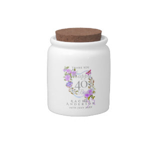 Purple Rose Ribbon 40th Birthday Candy Jar