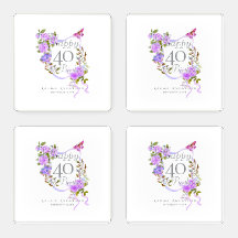 Purple Rose Ribbon 40th Birthday