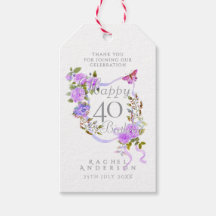 Purple Rose Ribbon 40th Birthday