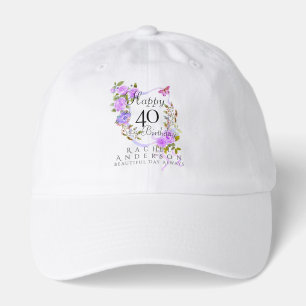 Purple Rose Ribbon 40th Birthday Hat