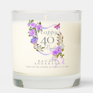 Purple Rose Ribbon 40th Birthday Scented Candle