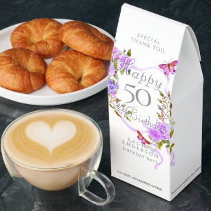 Purple Rose Ribbon 50th Birthday  Roasted Coffee